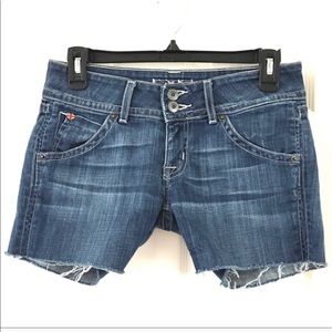 HUDSON JEAN Raw Hem Distressed Denim Short Size 26